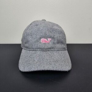 Vineyard Vines Hat Cap Mens Strap Back Grey Spellout Pink Whale Logo‎ Golf Prep